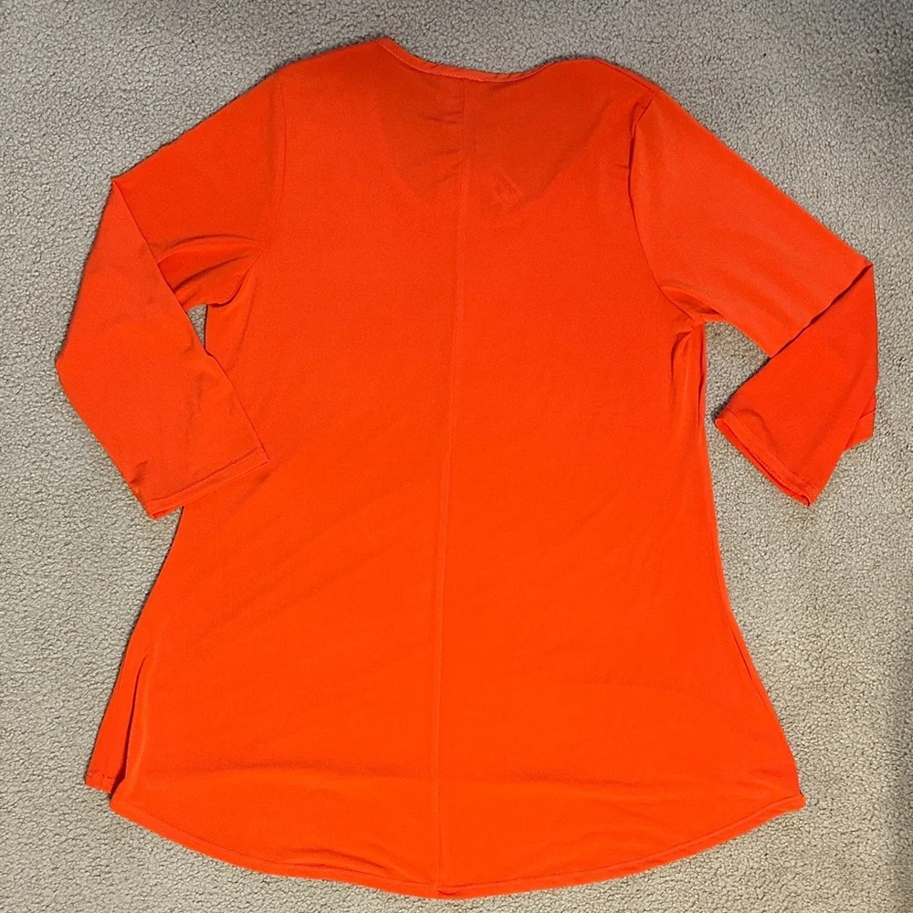 Ellen & Company Women's Orange  Top, Tunic 3/4 sleeves, Clemson